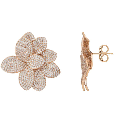 Amaryllis Flower Large Stud Earrings Rosegold