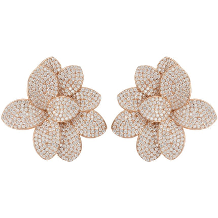 Amaryllis Flower Large Stud Earrings Rosegold