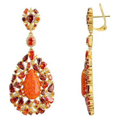 Fernanda Fire Opal Drop Earrings Gold
