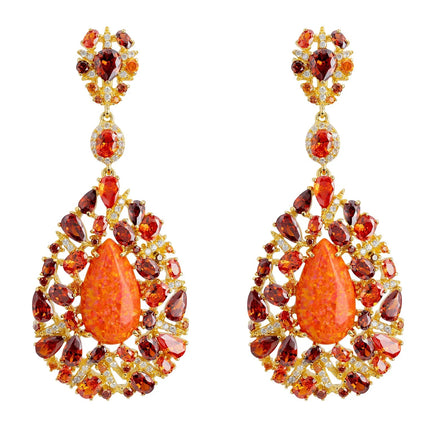 Fernanda Fire Opal Drop Earrings Gold