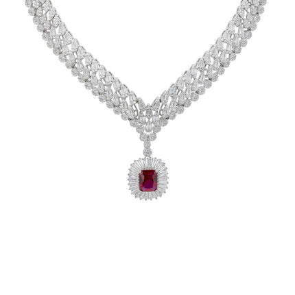 Countess Statement Ruby Necklace Silver