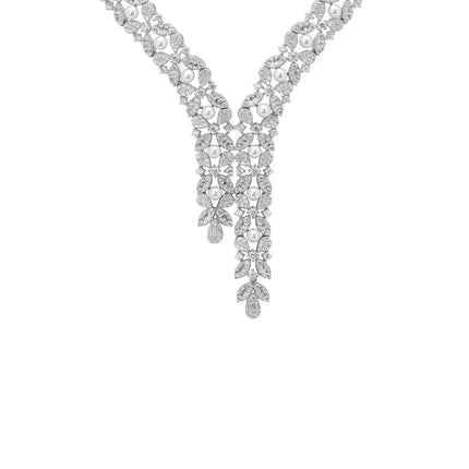 Marchioness Statement Necklace Pearl Silver