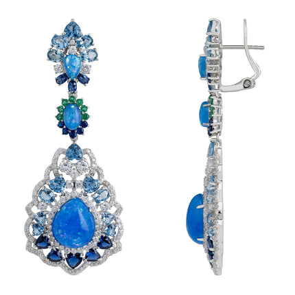 Mariana Blue Opal Drop Earrings Silver