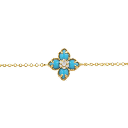 Flower Clover Turquoise Bracelet Gold