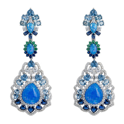 Mariana Blue Opal Drop Earrings Silver