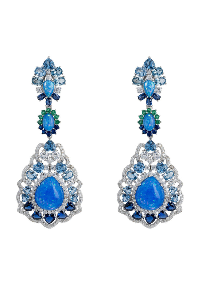 Mariana Blue Opal Drop Earrings Silver