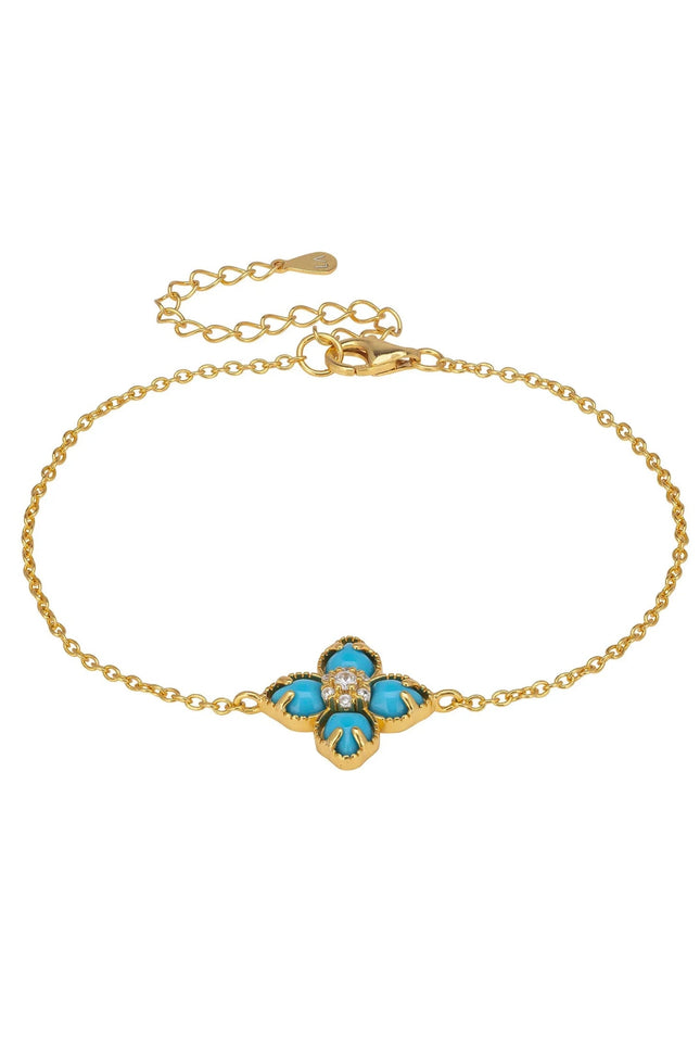 Flower Clover Turquoise Bracelet Gold