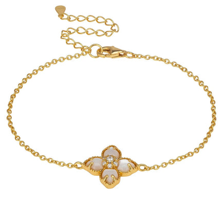 Flower Clover Mother of Pearl Bracelet Gold