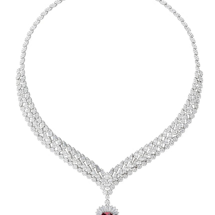 Countess Statement Ruby Necklace Silver