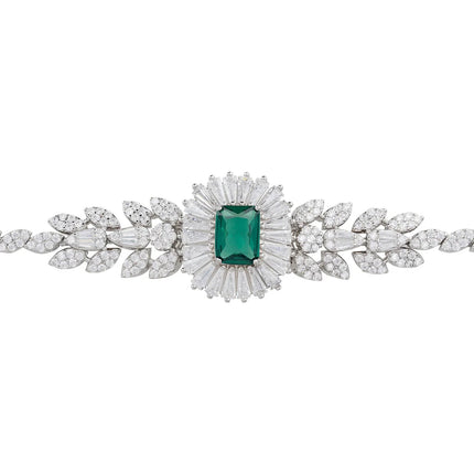 Countess Gemstone Bracelet Emerald Silver