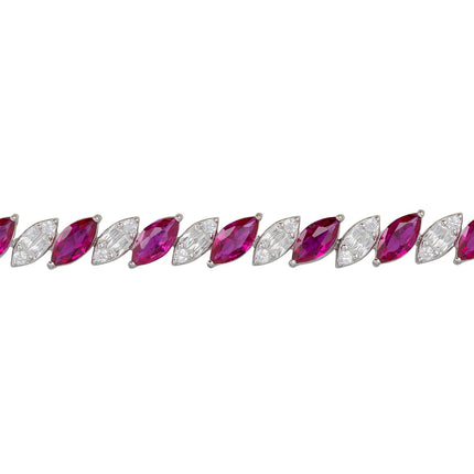 Viscountess Tennis Bracelet Ruby Silver