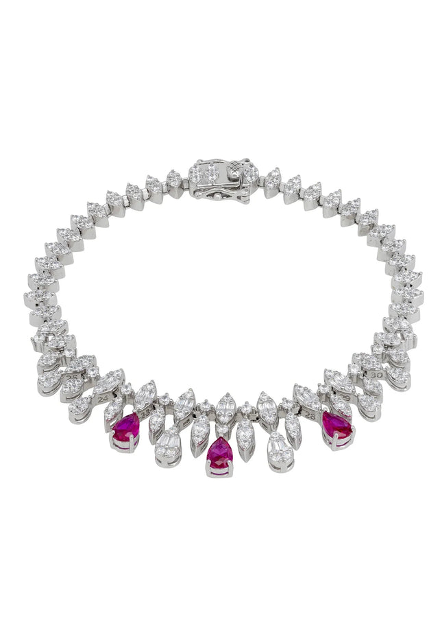 Duchess Ruby Tennis Bracelet Silver