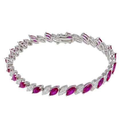 Viscountess Tennis Bracelet Ruby Silver