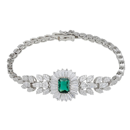 Countess Gemstone Bracelet Emerald Silver