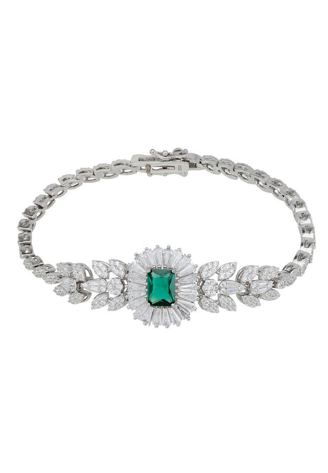 Countess Gemstone Bracelet Emerald Silver