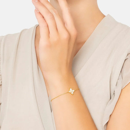 Flower Clover Mother of Pearl Bracelet Gold