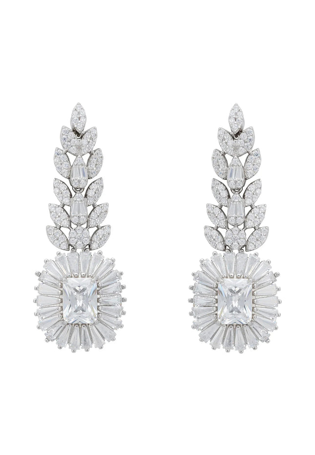Countess Gemstone Drop Earrings Moissanite Silver