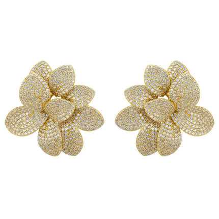 Amaryllis Flower Large Stud Earrings Gold