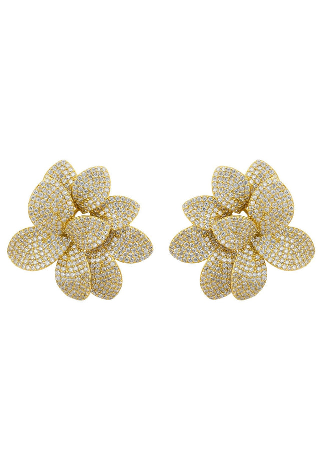 Amaryllis Flower Large Stud Earrings Gold