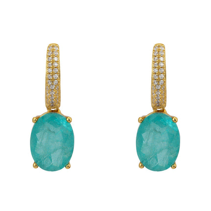 Alexandra Oval Drop Earrings Gold Paraiba Tourmaline