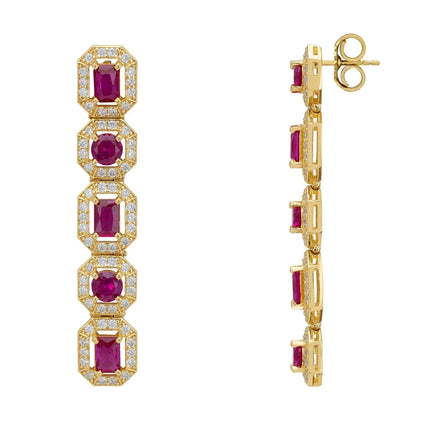 Whistledown Ruby Gemstone Earrings Gold