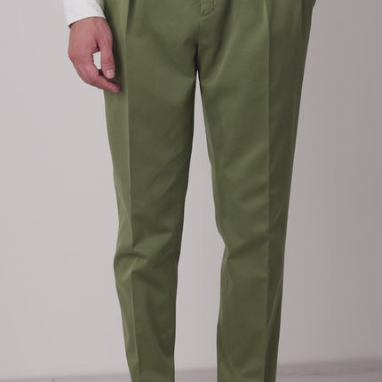 Autumn Winter Green Cotton Chino Trousers