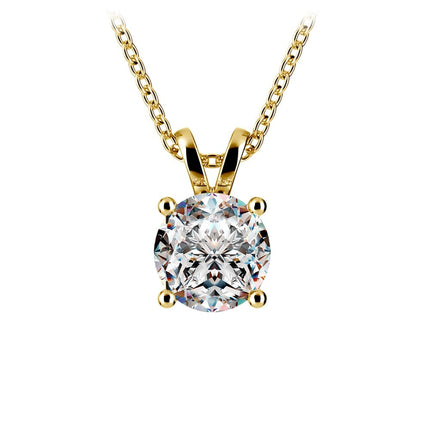 1.00 CTW AGI Certified Lab Grown Diamond Pendant - G/vs Clarity Round Cut in Choice of 14K White or Yellow Gold