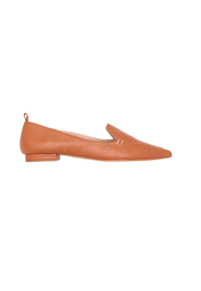Clusia Goat Leather Loafers – Brown Flat