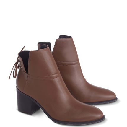 Attalea Brown Leather Ankle Boots – 6.5cm Block Heel