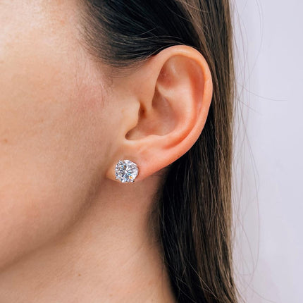5.00 CTW AGI Certified Lab Grown Round Diamond Stud Earrings – G/vs in 14K White or Yellow Gold
