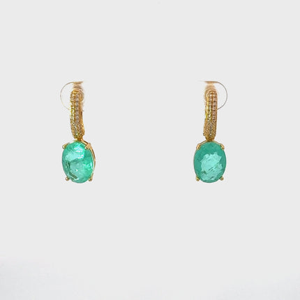 Alexandra Oval Drop Earrings Gold Paraiba Tourmaline