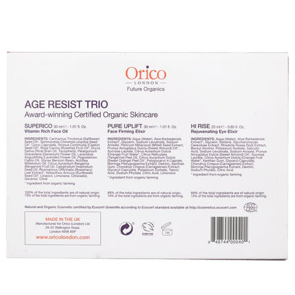 ORICO LONDON - Age Resist Trio: Face Oil 30ml/1.01oz + Firming Elixir 30ml/1.01oz + Eye Elixir 25ml/0.85oz