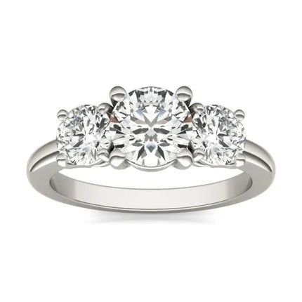 3 CTW AGI Certified Lab Grown Diamond (G-Vs) Three Stone Engagement Ring in of 14K Gold