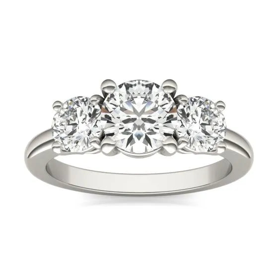 3 CTW AGI Certified Lab Grown Diamond (G-Vs) Three Stone Engagement Ring in of 14K Gold