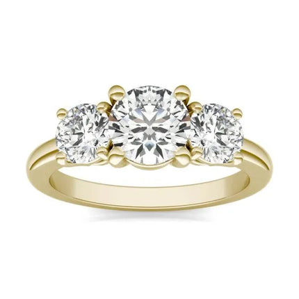 3 CTW AGI Certified Lab Grown Diamond (G-Vs) Three Stone Engagement Ring in of 14K Gold