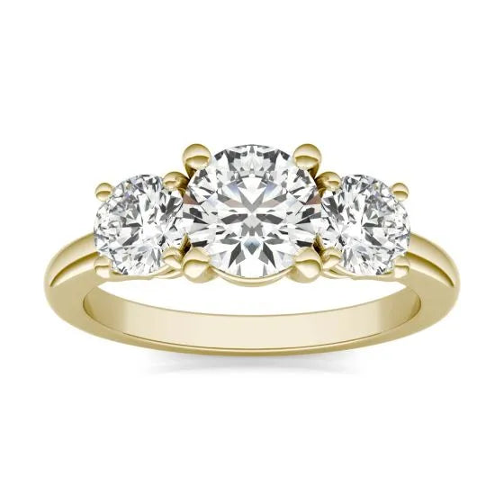 3 CTW AGI Certified Lab Grown Diamond (G-Vs) Three Stone Engagement Ring in of 14K Gold