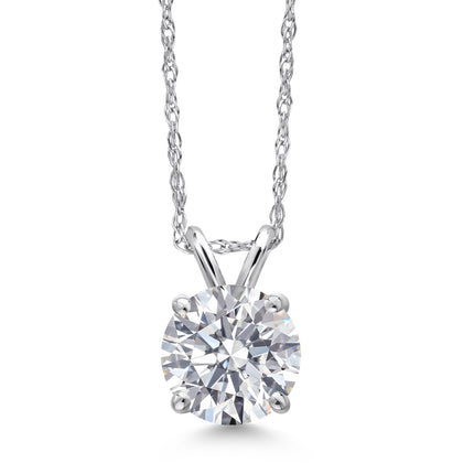 1.00 CTW Round Lab Grown Diamond Pendant Necklace in 14K Gold | AGI Certified | E-F Color, VS1-VS2 Clarity | 18 Inch Cha