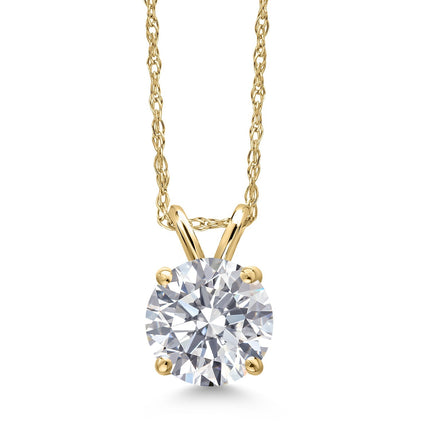 1.00 CTW Round Lab Grown Diamond Pendant Necklace in 14K Gold | AGI Certified | E-F Color, VS1-VS2 Clarity | 18 Inch Cha