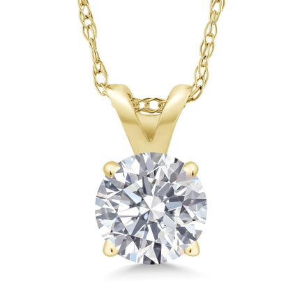 1.00 CTW Round Lab Grown Diamond Pendant Necklace in 14K Gold | AGI Certified | E-F Color, VS1-VS2 Clarity | 18 Inch Cha
