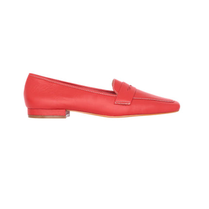 Cipó Beige Leather Square-Toe Loafers – Flat