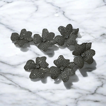 Jasmine Flower Triple Drop Earrings Silver