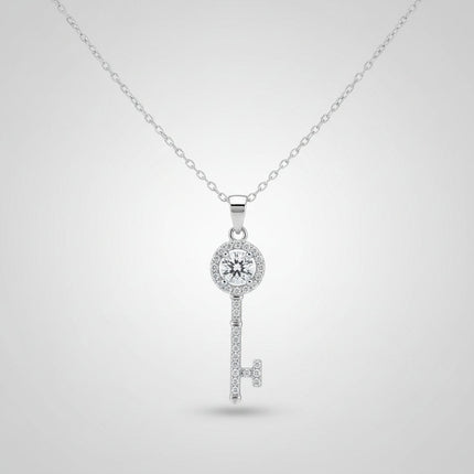1/2 CT Moissanite Key Pendant Necklace