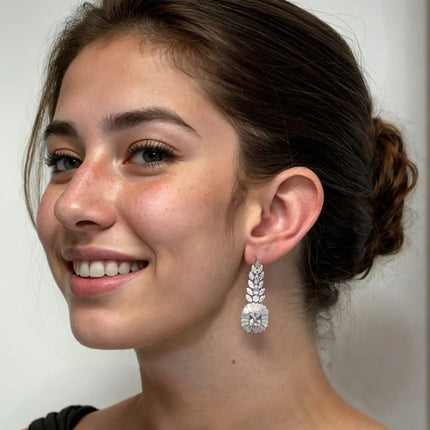 Countess Gemstone Drop Earrings Moissanite Silver