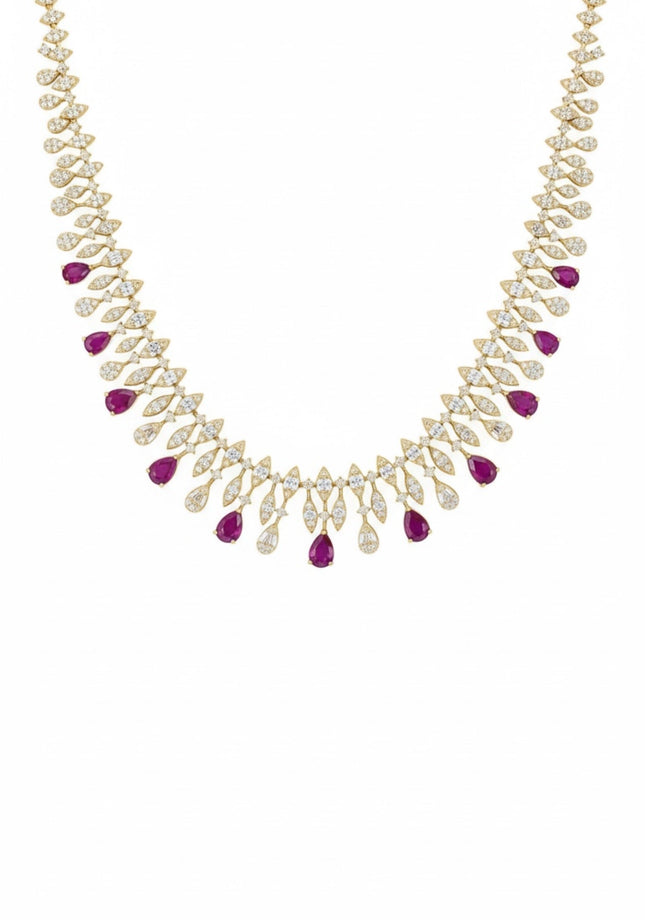 Duchess Ruby Statement Necklace Gold