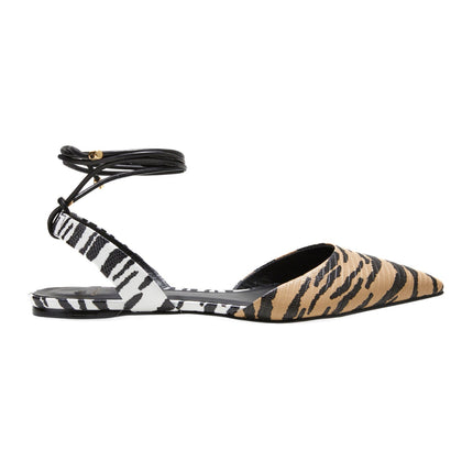 Palmito Animal Print Calf Leather Flat Sandals – Pointed Toe Ankle Strap