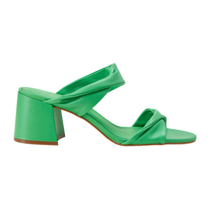 Xaxim Goat Green Leather Mules – 6.5cm Block Heel Slip-On