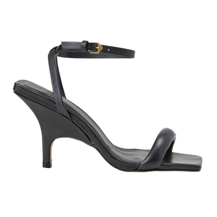 Cortiça Calf Black Leather Sandals – 9cm High Heel Ankle Strap