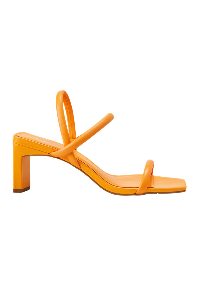 Palmito Goat Orange Leather Sandals – 6.5cm Block Heel Open Toe