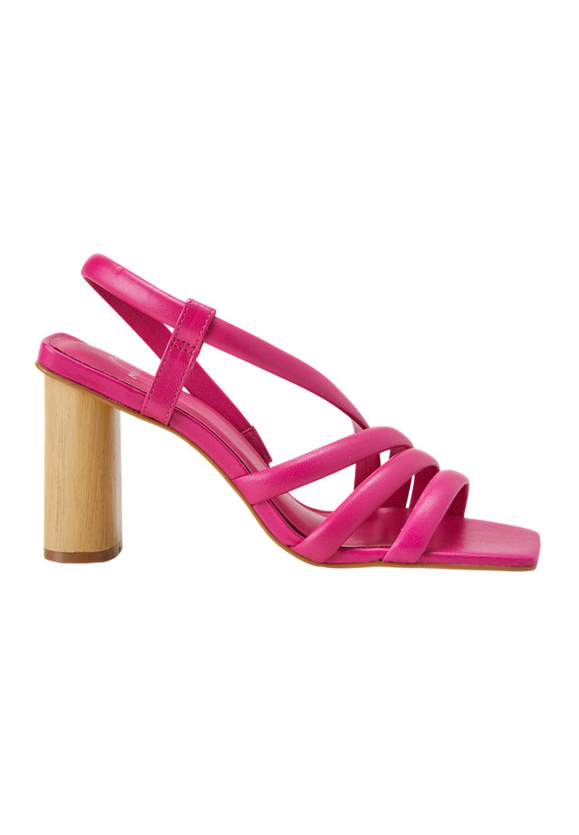 Cedro Calf Pink Leather Sandals – 8cm Cylindrical Block Heel