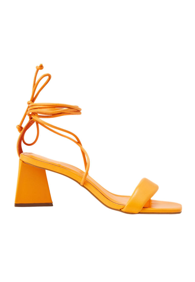 Caúna Calf Orange Leather Strappy Sandals – 6.5cm Block Heel